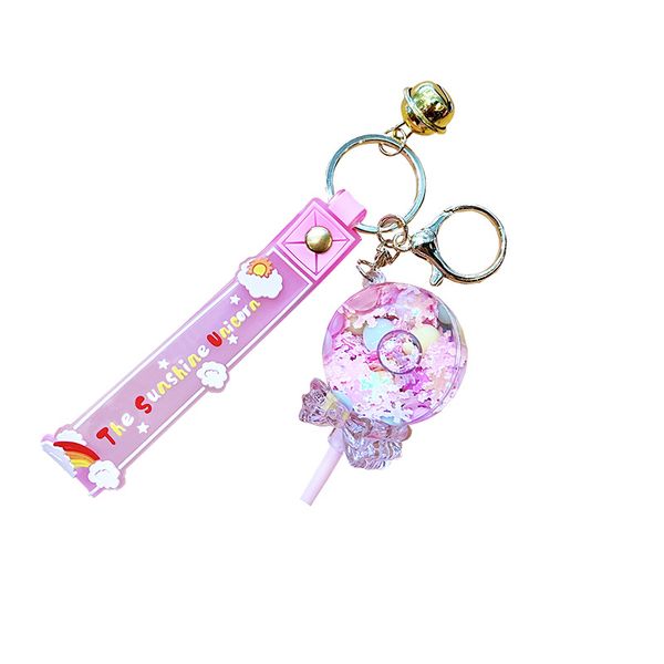 

keychains cartoon oil lollipop ocean bell five pointed star petal acrylic sequins key chain car keyring pendant wholesale creative small gif, Silver