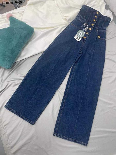 

designer women's jeans alexanders autumn new wangs high waist wide leg jeans, Blue