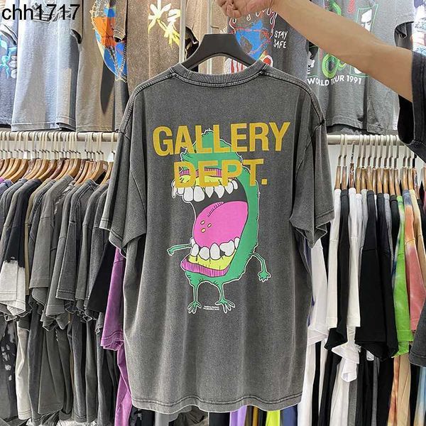

sogd galleryes dept fog high street vintage cartoon print loose round neck short sleeve t-shirt, White;black