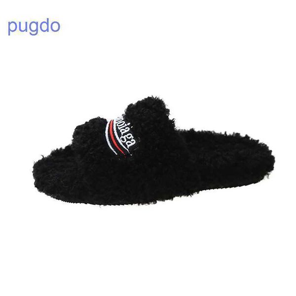 

2023 designer ba lenciaga winter slippers price 2023 new female korean version autumn and winter lamb wool b ho vki2, Black