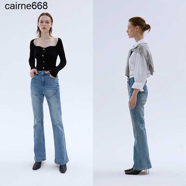 

designer women's jeans new season alexanders super high waist wangs stretch shaping curve flare pants denim pants women fashion, Blue