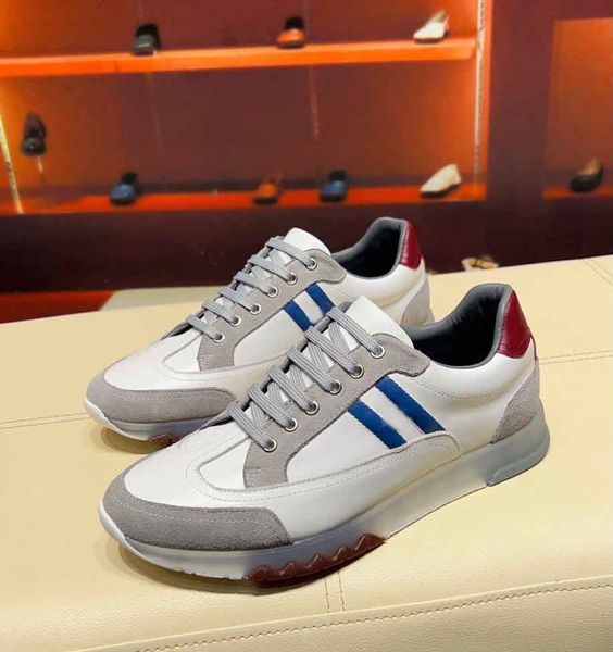 

luxury sporty men trail sneakers shoes blended fabrics street style bi-color plain leather skateboard walking comfort outdoor trainer eu38-4