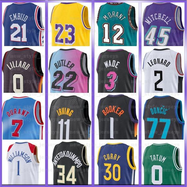 

college wear kevin 7 durant kyrie harden irving luka basketball jerseys donovan doncic joel dwyane lillard embiid mitchell antetokounmpo gob, Black