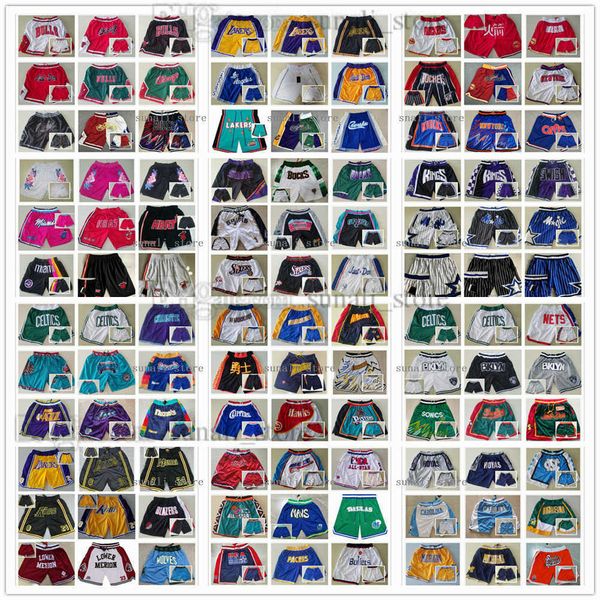 

all team basketball shorts just don short retro sports wear with pocket zipper sweatpants hip pop pant 100% stitched qualitty embroidery