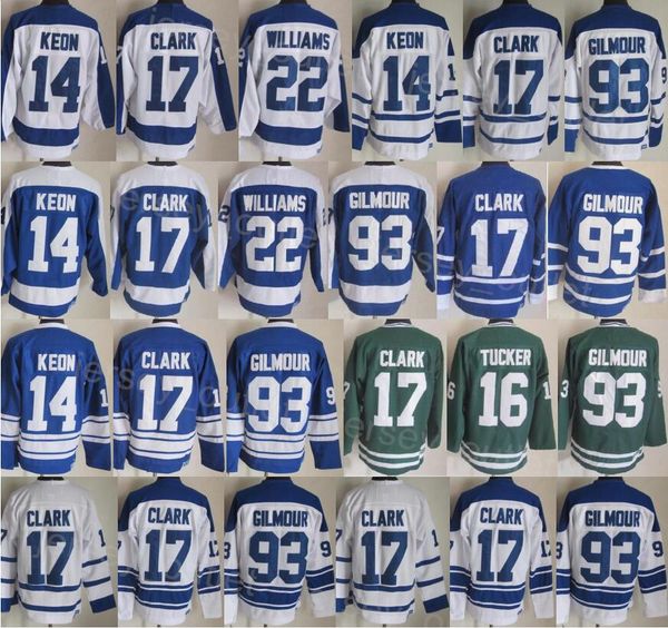

men retro hockey 17 wendel clark jersey 14 dave keon 16 darcy tucker 22 tiger williams vintage classic 75th anniversary for sport fans all s, Black;red