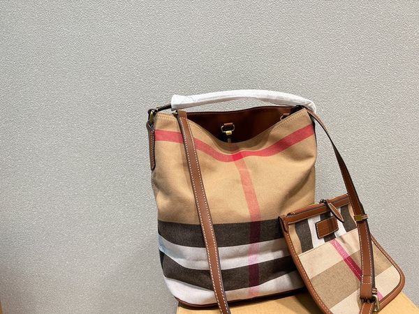 

designer bags women handbag leather canvas check bucket bag shoulder crossbody bag