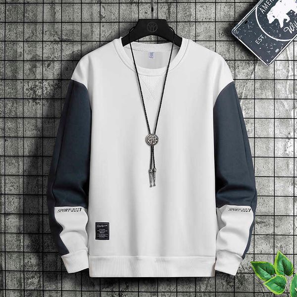 

2021 men's sweaters spring and autumn new men's sweater long-sleeved shirt men's high-quality plus velvet multicolor loose fa, White;black