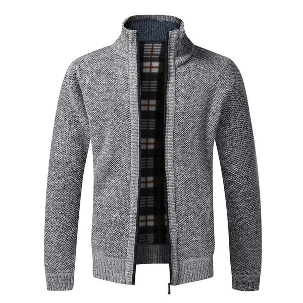

mens jackets autumn winter slim fit stand collar zipper men solid cotton thick warm sweater 220930, Black;brown