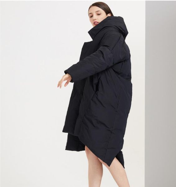 

women's down parkas winter great quality thicker warm natural white goose down coats female oversize parkas longer down jackets warm co, Black