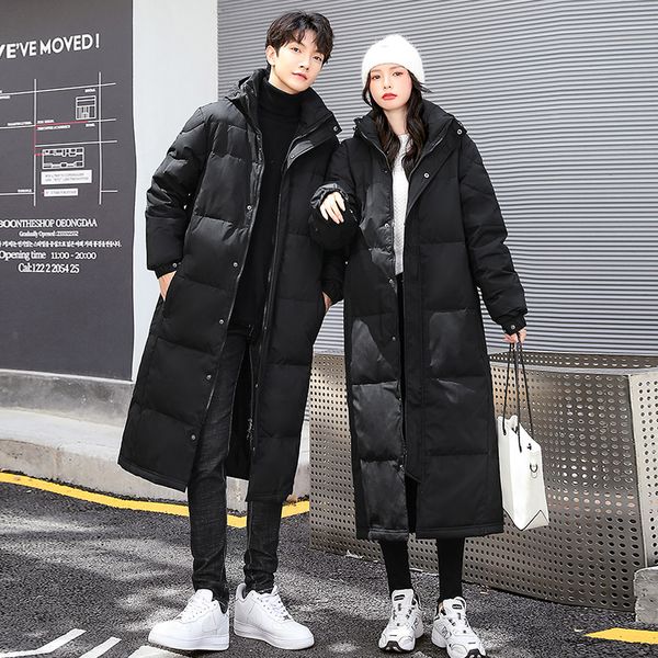 

women's down parkas black couple long down jacket women winter thick warm puffer jacket korean loose straight bubble coats female 22093