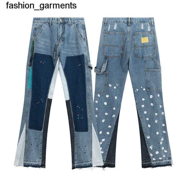 

designer men's jeans jeans galery dept patchwork wash pants flared pants, Blue
