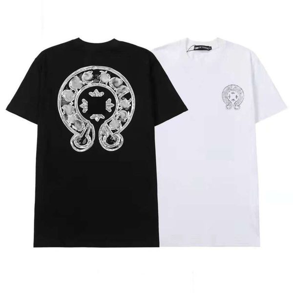 

t-shirt mens fashion summer t shirts horseshoe flower tees ch brand man cross t-shirts sanskrit letter designer tshirts luxury boy hip hop s, White;black