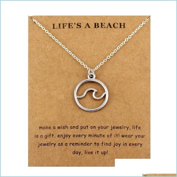 

pendant necklaces pendant necklaces ocean waves beach necklace nautical surfing pendants women men jewelry lovers party gift drop del dho3w, Silver