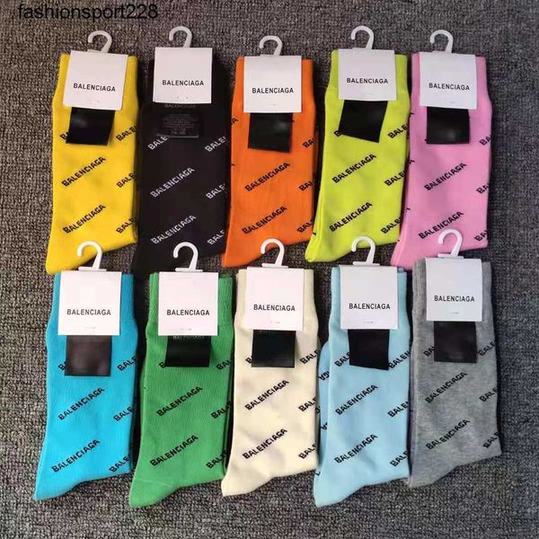 

designer socks luxury balencaigass medium long tube spring autumn style net red star same style cotton socks, White;pink