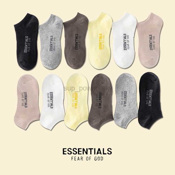 

men's socks fashion brand socks essential designer couple pure color boat sock fg letter trend sports sock, Black