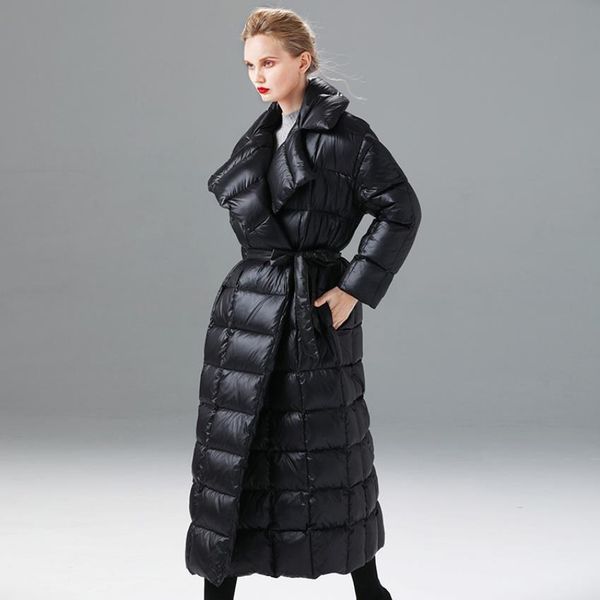 

women's down parkas winter ankle length super longer oversized fluffy down jacket female fashion black was thin thicker warm duck down