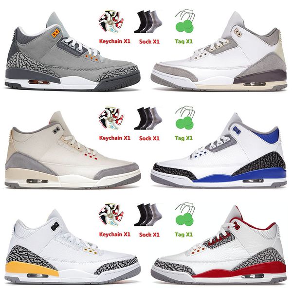 

fashion og jumpman basketball shoes 3 3s cool grey muslin racer blue laser orange cardinal red fragment unc men women trainers sports sneake