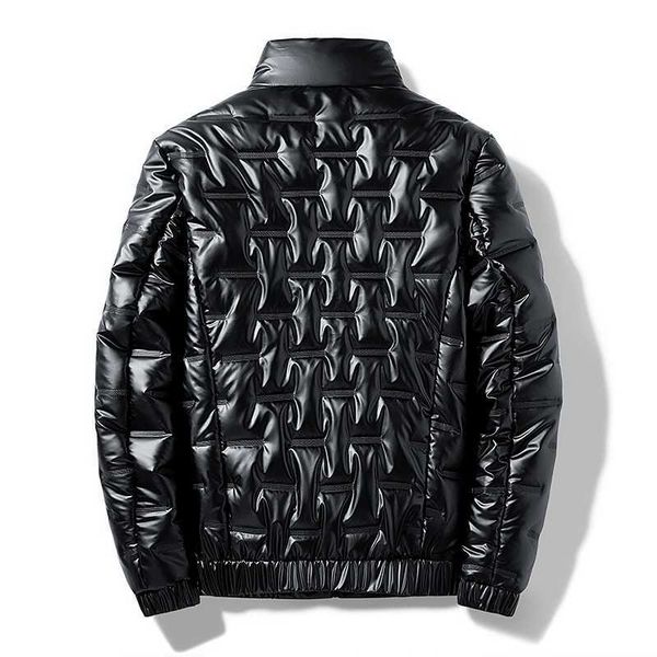 

men's down parkas men autumn new stand-up collar parka casual fashion windproof padded warm jacket winter plus size solid color glossy, Black