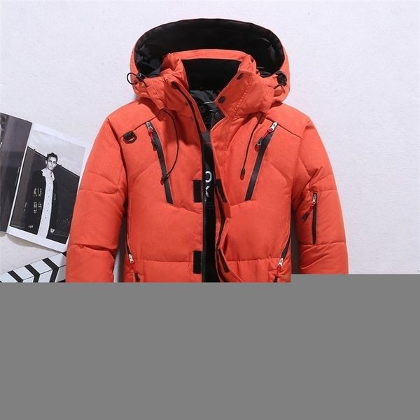 

mens down parkas brand down jacket male winter parkas men white duck down jacket hooded outdoor multi pockets thick warm padded snow coat ma, Black