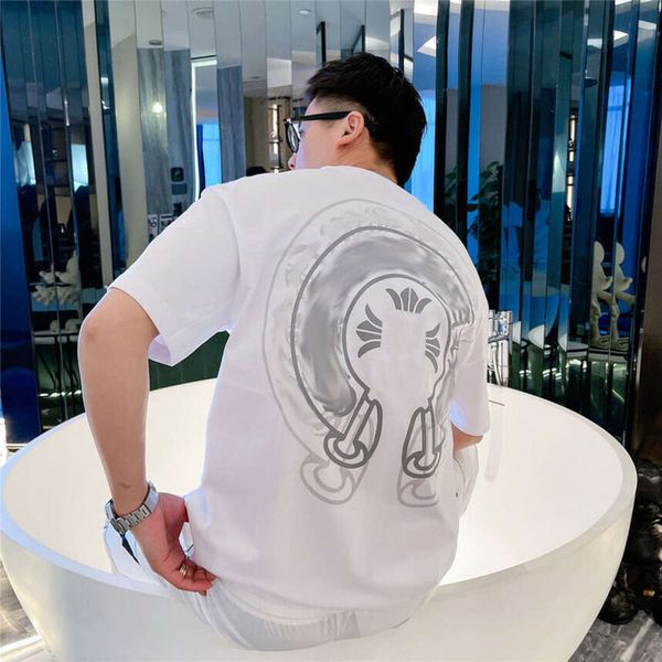 

t-shirt brand mens luxury t shirts ch fashion men sanskrit letter horseshoe cross designer tshirts man hip hop sweater summer women classic, White;black