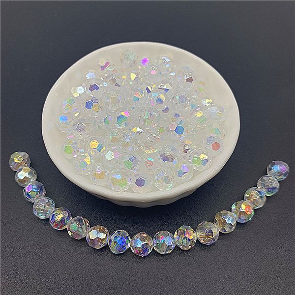 

6mm 8mm 10mm acrylic beads abs transparent faceted bead oval shape spaced beads for jewelry making, Bronze;silver
