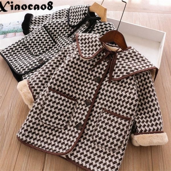 

jackets winter girls faux fur coat kids plaid thick velvet overcoat jacket for girls toddler parka baby girl winter clothes outerwear 220100, Blue;gray