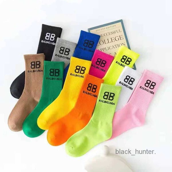 

men's socks balencaigass designer new letter socks childrens candy color campus network red cotton sports fashion pure cotton couple me, Black