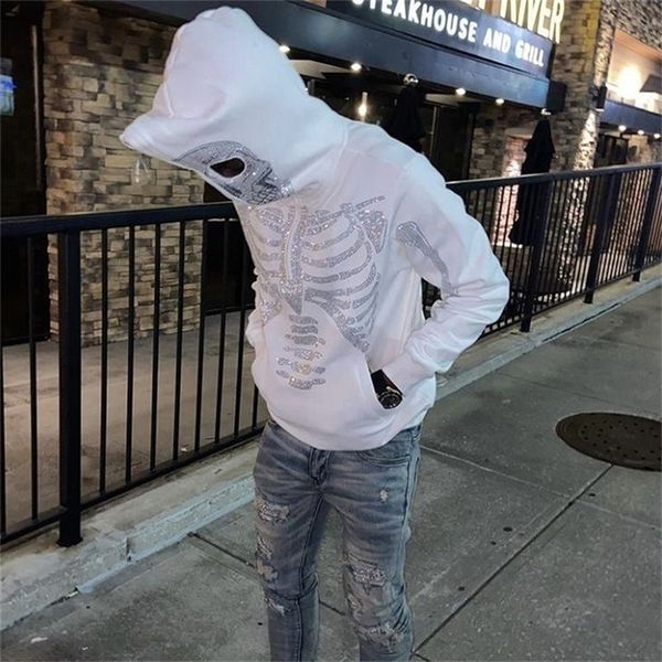 

women's hoodies sweatshirts hoodie skeleton graphics white sweatshirt oversized grunge y2k clothes fashion skull hooded jacket long sle, Black