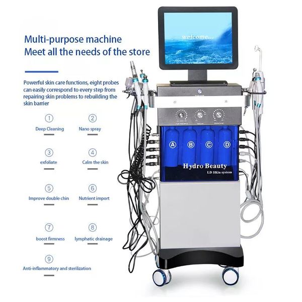 

14 in 1 hydra hydrogen diamond dermabrasion facial hydro rejuvenation aqua peeling oxygen jet machine