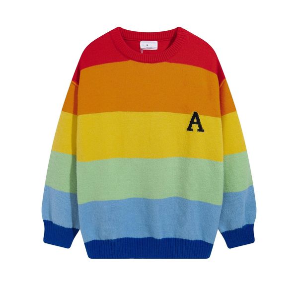 

2023 designer hoodies luxury brand letter rainbow embroidery shirt men's and women's hoodies streetwear round neck loose male swea, Black