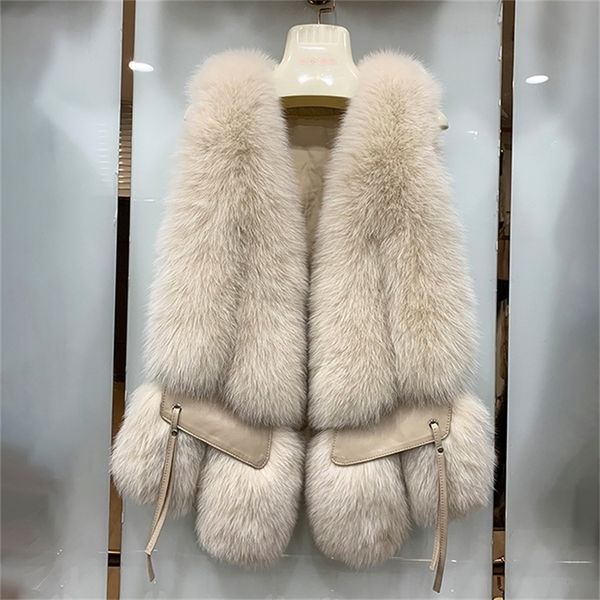 

womens fur faux mppm women vest fashion winter genuine waistcoats gilets vneck autumn ladys jackets coats luxury 220930, Black