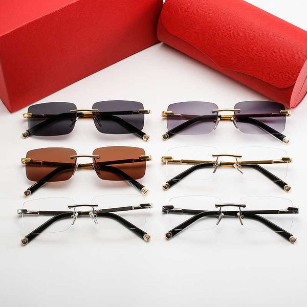 

sunglasses for women trendy sun glasses simple rinless metal frame ornamental gold modified arm uv400 beach catwalk show mens fashion 96ql, White;black