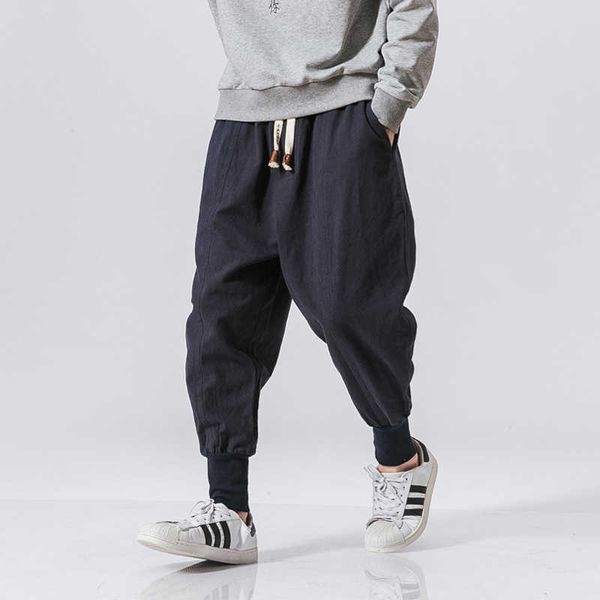

men's pants eaeovni mens linen jogging hip hop harem streetwear spring and summer new korean fashion casual trousers sports sweatpants, Black