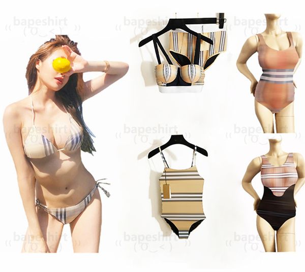 

khaki plaid swimwear luxury padded women's push up swimsuits outdoor beach tourism vacation hipster bandage designer wear, White;black