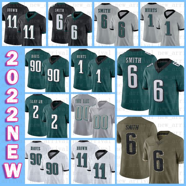 

custom darius slay jr. devonta smith football jersey jalen hurts j.j. arcega-whiteside landon dickerson javon hargrave brian dawkins jake el, Black;red