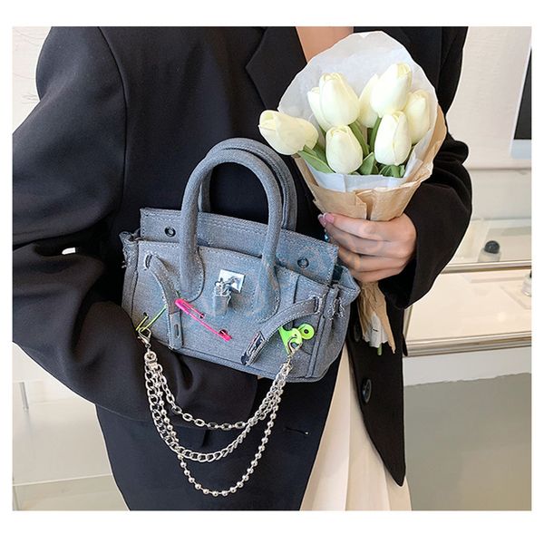 

hbp shoulder bags vintage denim stitching canvas tote woman shopping wallet card holder