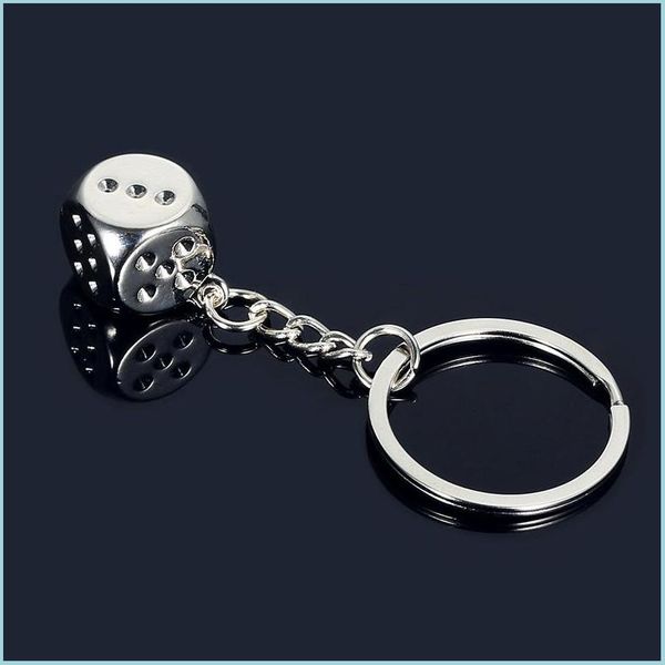 

key rings metal cool dice shape model alloy key rings holder for women men car bag decor ring creative keychain dro ffshop2001 dhdar, Slivery;golden