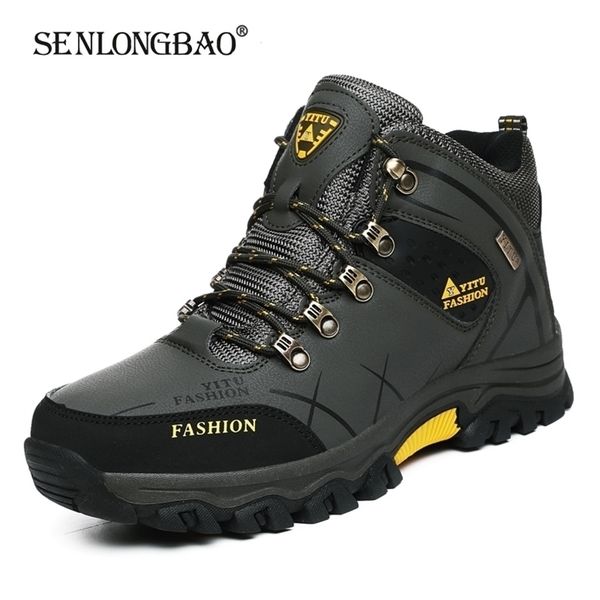 

boots brand men winter snow waterproof leather sneakers super warm mens outdoor male hiking work shoes size 3947 220930, Black