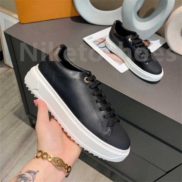 

luxurys designer women shoe italy time out sneaker low casual shoes rubber outsole mens printed calf leather classic trainers