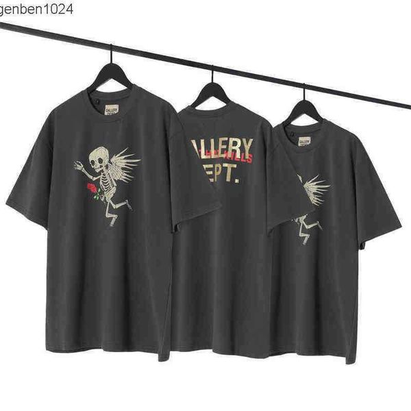 

men's t-shirs galleryes designer angel used short skull sleeve back bronzing for women men, White;black