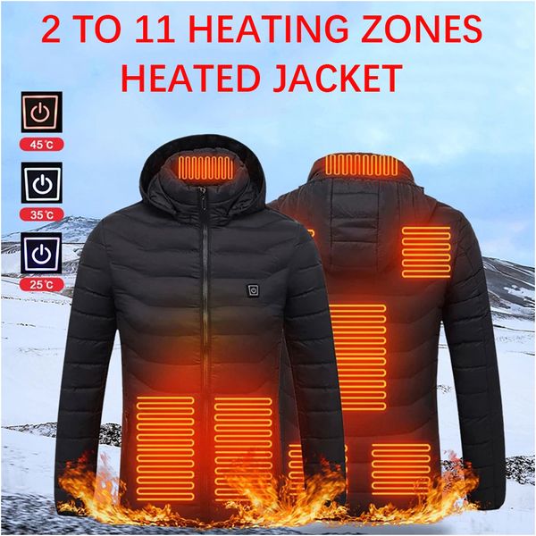 

qnpqyx new heated jacket heating coat electric thermal coats heated vest winter outdoor warm clothing, Black;brown