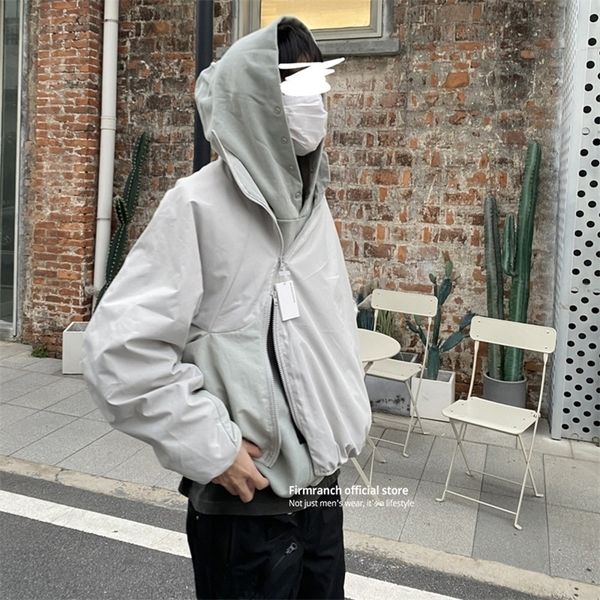 

mens jackets firmranch korea archive fashion patchwork diagonal zipper casual blazer jacket men women windbreaker mountain parka ng 221006, Black;brown