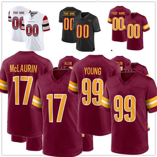 

football jerseys custom washington''commanders''men women 5 jahan dotson 99 chase young 11 carson wentz 24 antonio gibso, Black;red
