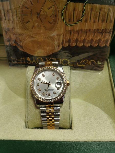 

original box certificate 18k gold president daydate diamonds watch men stainless diamond bezel automatic wristwatch male watches 2022, Slivery;brown