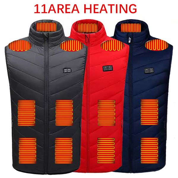 

qnpqyx new 11 areas self heated vest men woman heating jacket heated usb powered body warm heating thermal vest women winter clothing, Black;white