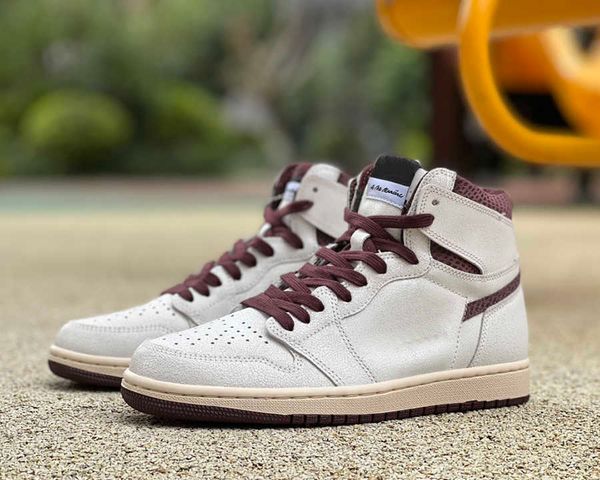 

authentic high og 1s basketball shoes a ma maniere x jumpman 1 white brown red mens womens trainers sports sneakerss with box jumpman1shoes