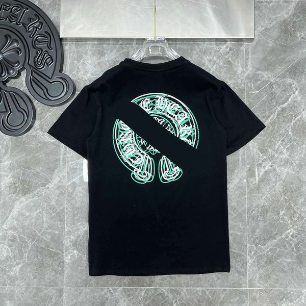 

t-shirt men's s 2022 summer new ch cross ghost graffiti printed leather label embroidered pocket short sleeve and women's ey39, White;black