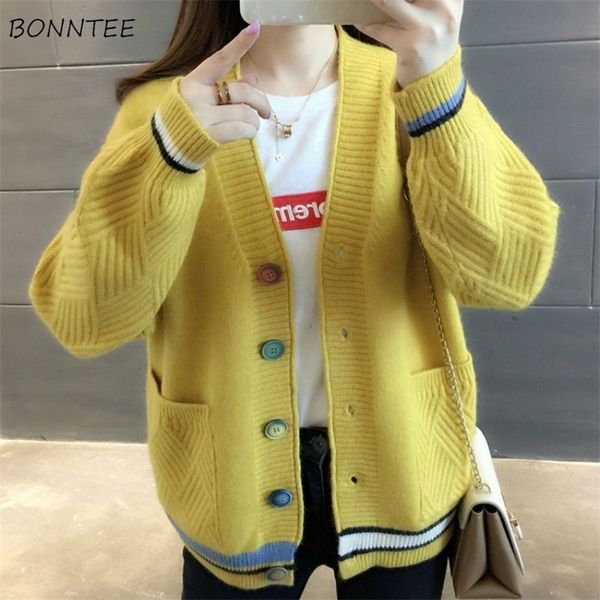 

women's knits tees cardigan women patchwork ribbed knitwear soft charm est fashion loose daily lovely preppy style ulzzang sweater spri, White