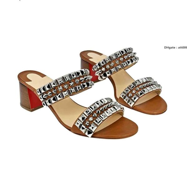 

bottoms christians summer women's sandals slipper chunky heels brand red studded sandal tina goes mad flat outdoor beach s ned, Black