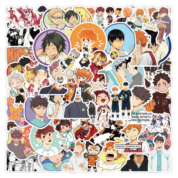 

50pcs anime haikyuu stickers pack for diy lapphone guitar suitcase skateboard ps4 toy volleyball teenager haikyuu sticker